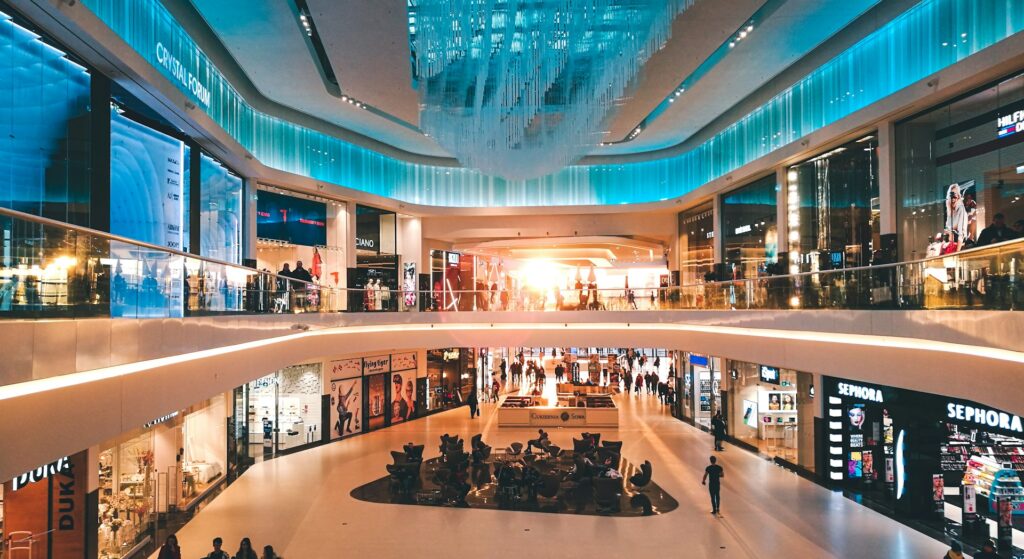 Luxury outlet mall interior with premium brand stores at Grand Outlet Bali